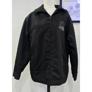 Y2K SRH Jacket Mens Black Zip Satin Lined Quilted Bomber Preowned Med
